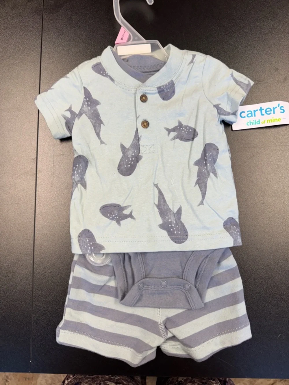 Carter's Light Blue Shark Print Toddler Matching Set - Picture 1 of 8